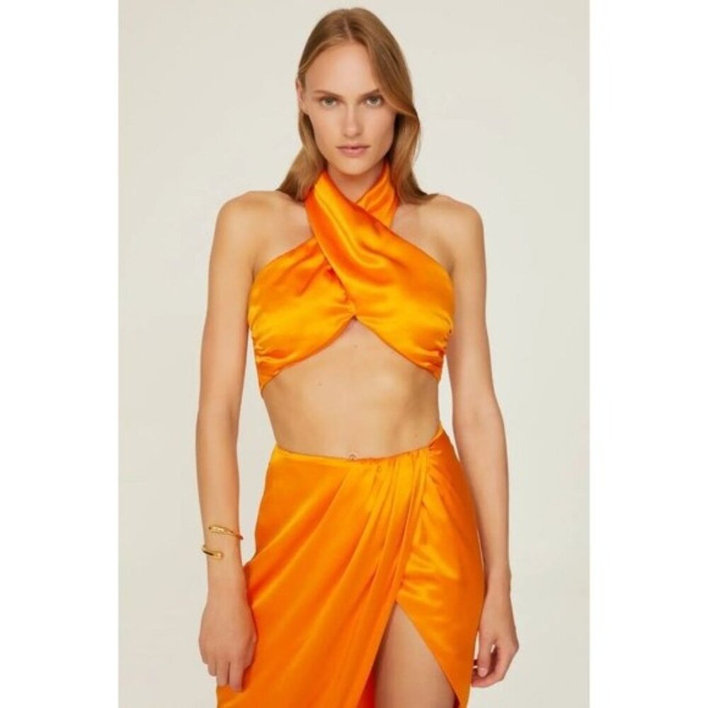 Nicholas Orange Silk Top Size 6 US